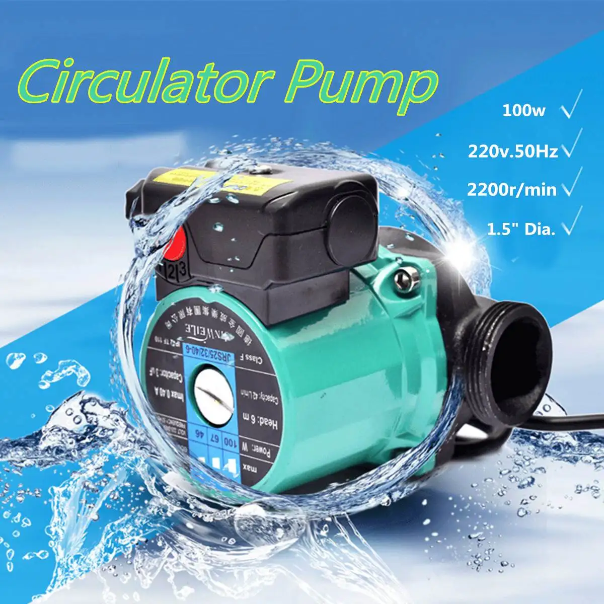 

100W Hot Water Air Heating Booster Pump Circulation Pump Accessories With Switch Heating System Circulation Pumps 220V