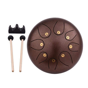 

10 Inch Steel Tongue Drum Pan Drum Percussion Steel Drum Instrument 8 Notes with Mallets Mallet Bracket Tonic Sticker Travel Bag