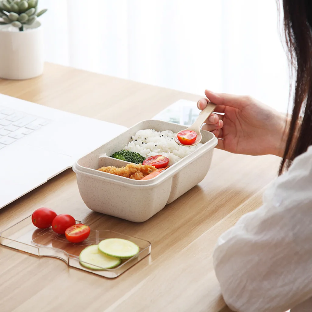 

LUNCH Wheat Straw Japanese Lunch Box Simple and Portable Design Lunch Box Microwave Lunch Box Picnic Lunch Box   40*