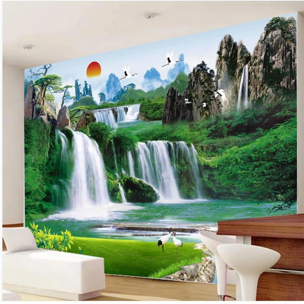 

Custom photo beautiful scenery wallpapers 3d murals wallpaper for living room waterfall wallpapers