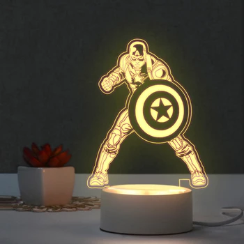 

Avengers LED Night Light 3D Iron Man Figure Doll Ornaments for Children's Bedroom Decoration Atmosphere Table Lamp Warm White
