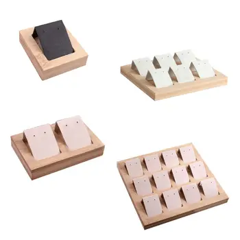 

Bamboo Leather Jewelry Display Tray Removable Earring Storage Show Holder Stud Earring Organizer