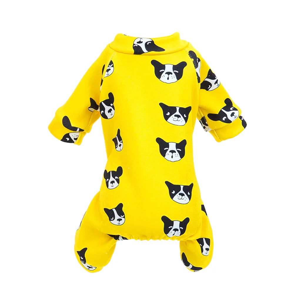 Милые пижамы для маленьких собак с принтом для домашних любимцев собак кошек, одежда комбинезон для щенка на осень и зиму, сохраняющее тепло пальто для собак - Цвет: Цвет: желтый