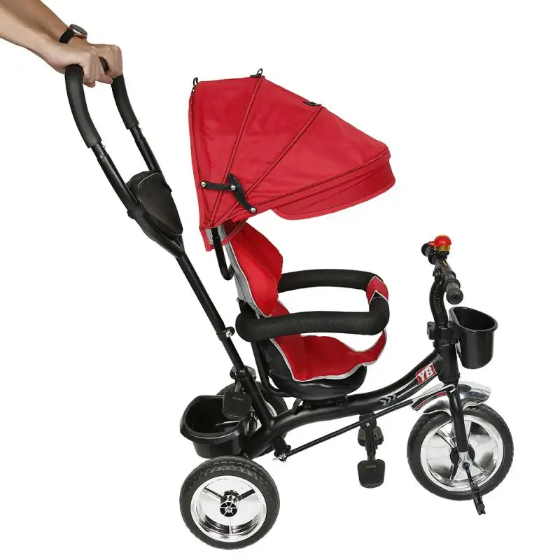 Triciclo 4 en 1 para bebé, carrito de tumbado plano, triciclo, asiento ajustable, cochecito de niño, silla de paseo HWC