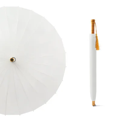 Высокое качество женский двойной большой зонт трость ветрозащитный с деревянной ручкой Зонты 24 к длинный зонтик модный - Цвет: beige