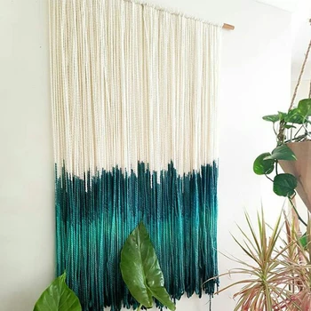 

Handmade Macrame Wall Hanging Blue Tassels Tapestry Home Living Room Decoration
