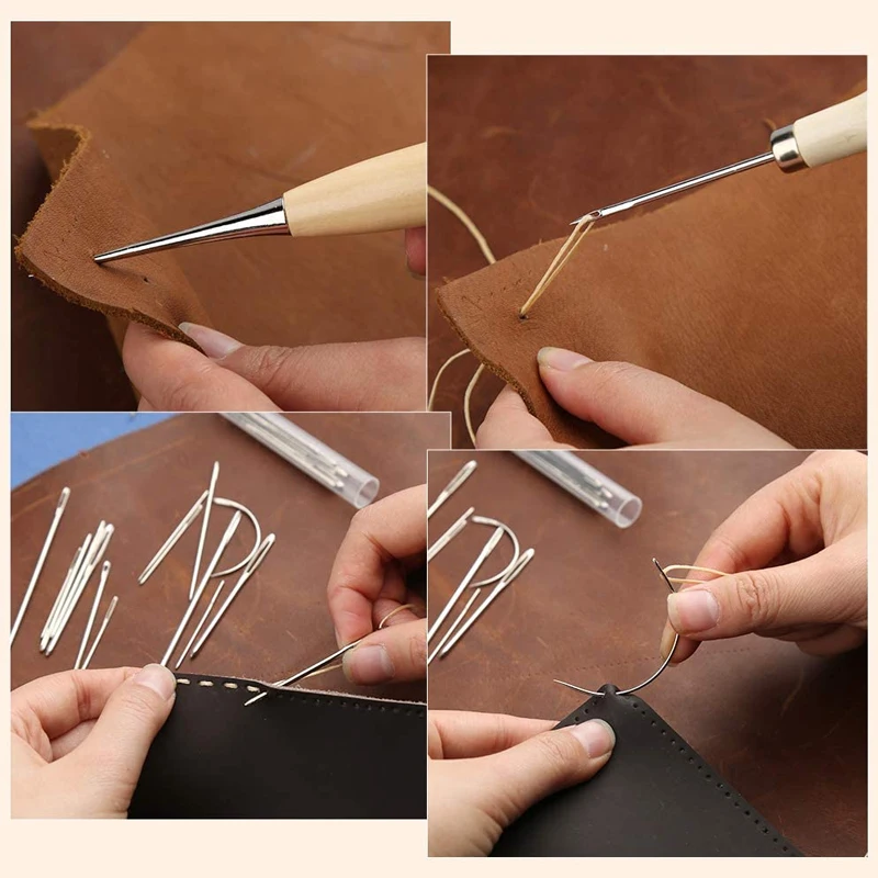 LMDZ 40pcs Leather Sewing Kit 4mm Pointed Punching Tool Lace-up