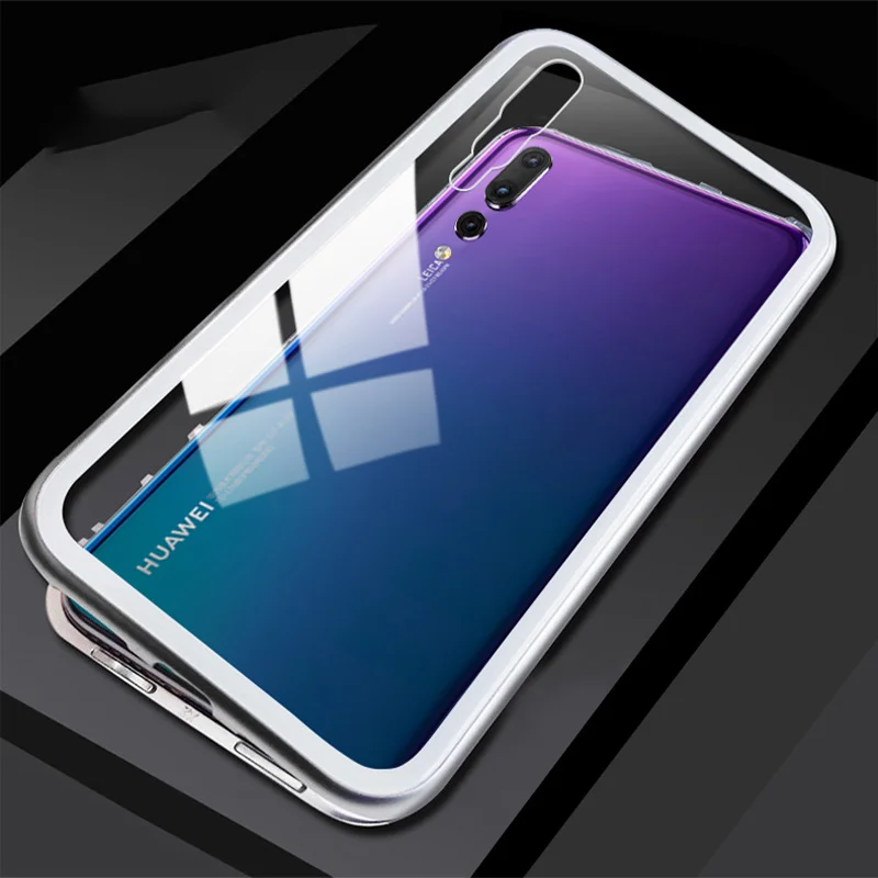 Metal Magnetic Adsorption Glass Case For Huawei Honor 10 P30 P20 Lite Mate 20 Pro Nova 5 5i 3i 3 4 Y9 Prime P Smart Z Cover - Цвет: Silver