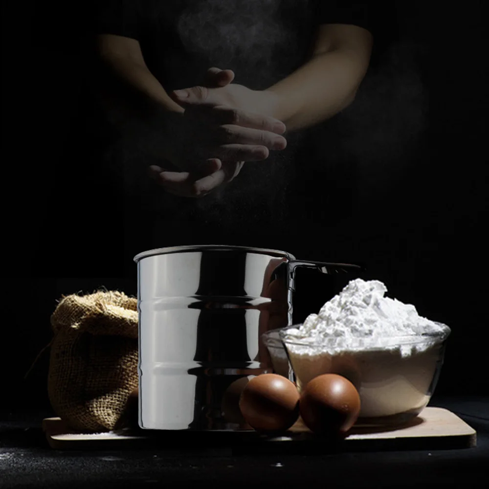 

Stainless Steel Mesh Flour Sifter Mechanical Baking Icing Sugar Shaker Sieve Cup Shape Bakeware Baking Pastry Tools
