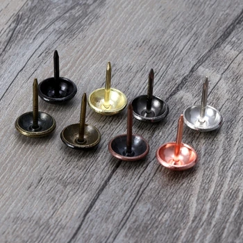 

100pcs Antique Brass Upholstery Nails Furniture Tacks Pushpins Hardware Decor