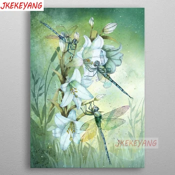 

Wall Art Pictures 5D Diy diamond painting Dragonfly and flower Diamond Mosaic sale Rhinestone Embroidery cross stitch Y3447