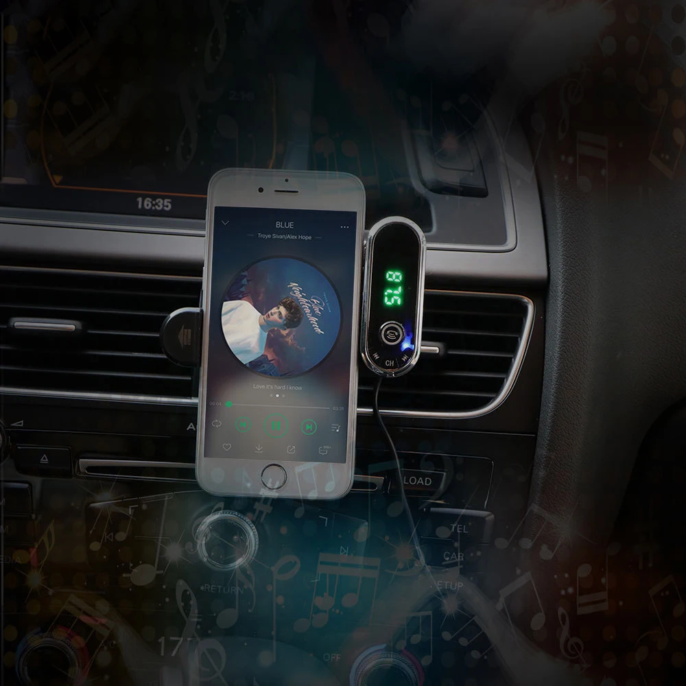 AOSHIKE автомобильный Bluetooth fm-передатчик беспроводной радио адаптер AUX TF MP3 плеер с громкой связью автомобильное зарядное устройство держатель телефона