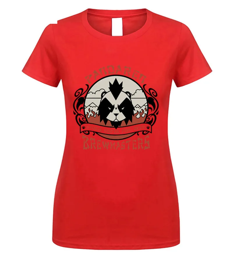 Яркая версия футболка World of Warcraft Pandaren Brewmaster горячая Распродажа футболка - Цвет: women red