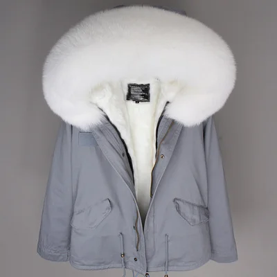 Модная теплая зимняя куртка Настоящее пальто из настоящего меха лисы меховой воротник искусственный мех лайнер камуфляж розовый короткое пальто женская брендовая парка - Цвет: 9