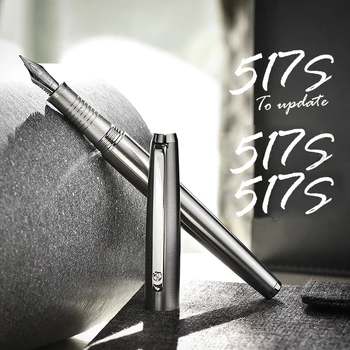 

hongdian Fountain pen All in Steel 517S Fine Nib 0.4mm Bright Silver Excellent Writing Gift ink pen