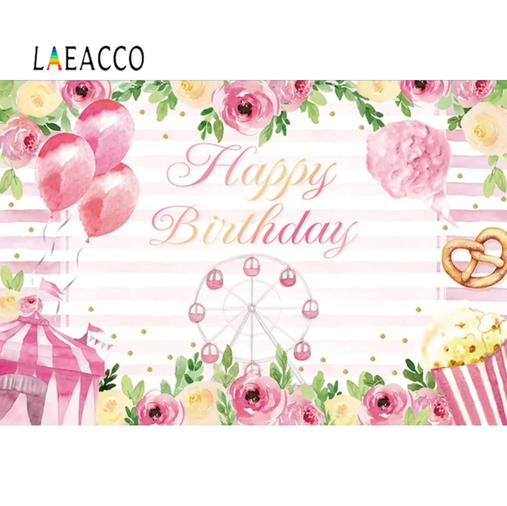Laeacco Balloon Flowers Happy Birthday Photographic Backgrounds Portrait Photography Backdrops Decor For Photophone Photo Studio Background Aliexpress