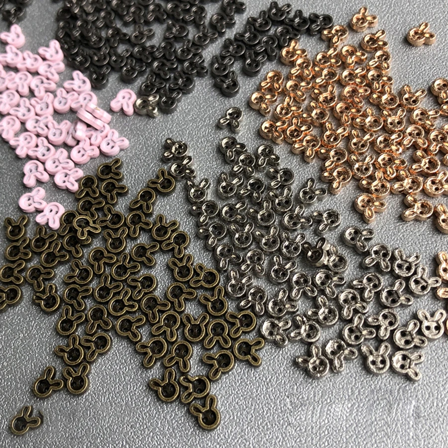 

30PCS/lot 4MM Cute Mini Rabbit Button 9 Colors Metal Clothes press stub for DIY blyth, ob11, bjd Dolls Clothes Accessories