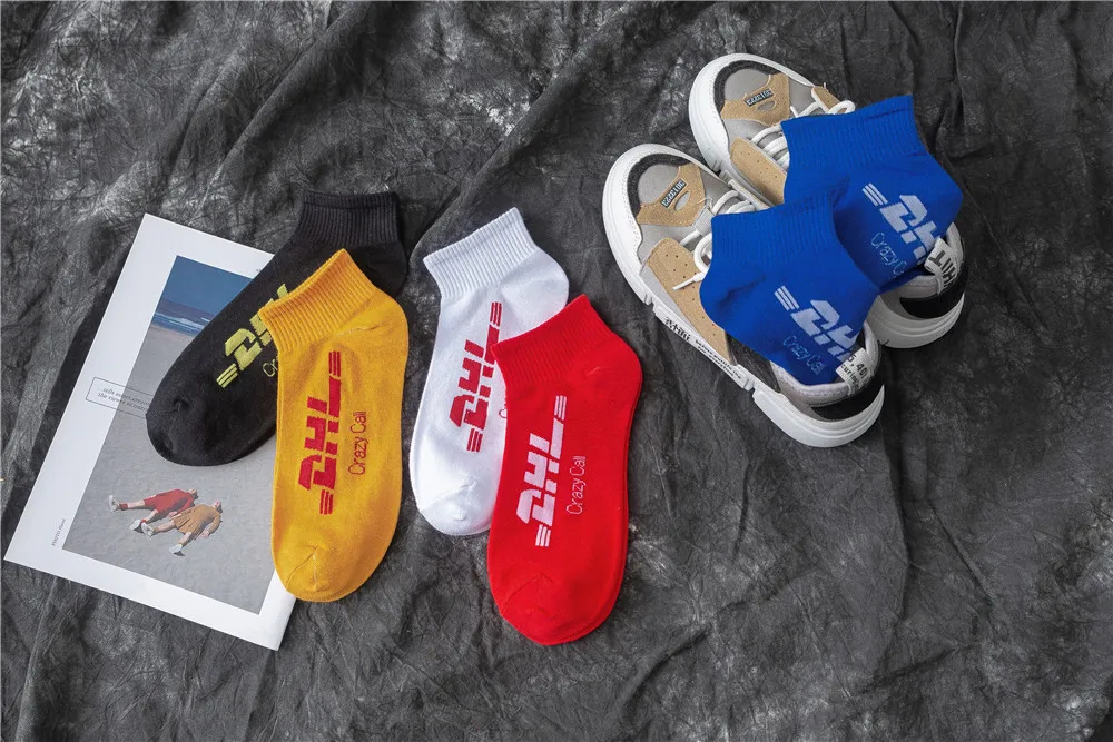 Уличные модные носки Поп хип-хоп скейтборд Harajuku Письмо DHL мужские и женские носки 5 пар/лот