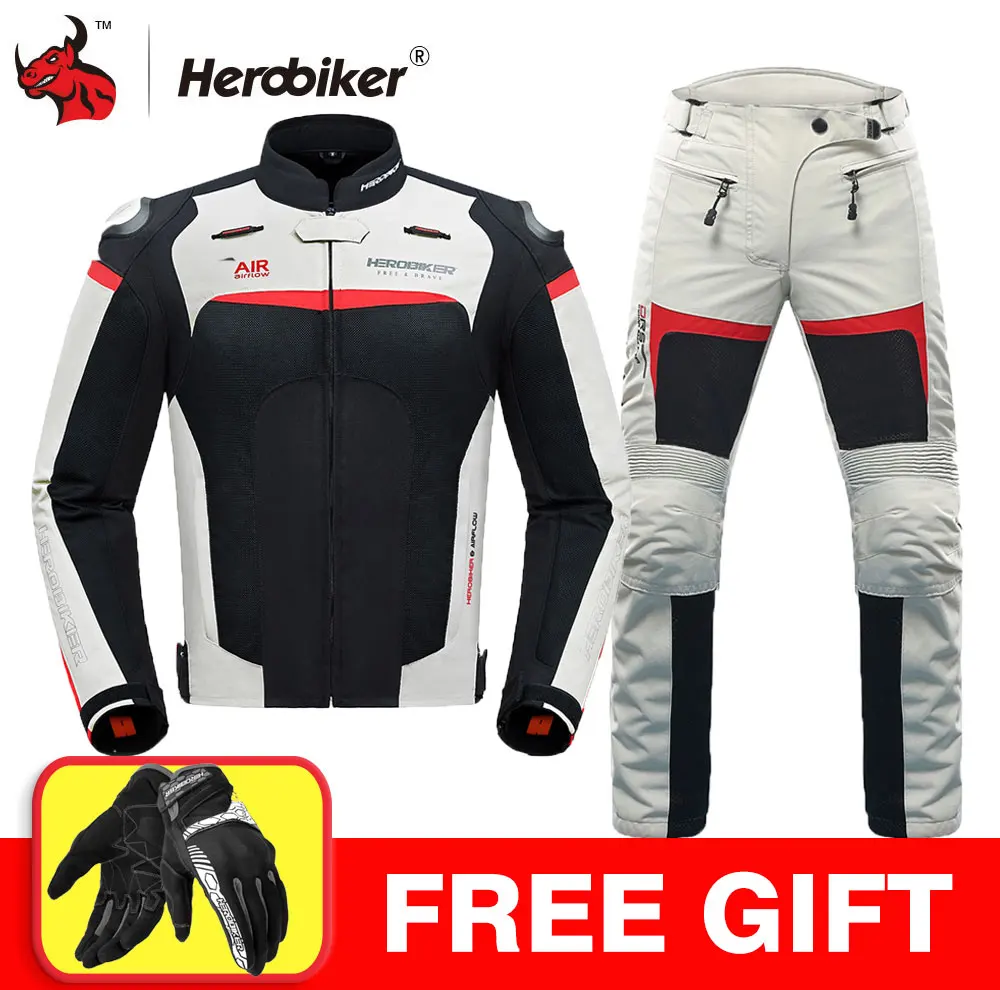 HEROBIKER мотоциклетная куртка защитная Экипировка дышащая сетка Мужская мотоциклетная куртка для мотокросса по бездорожью куртка для мотоциклистов с ночным отражением