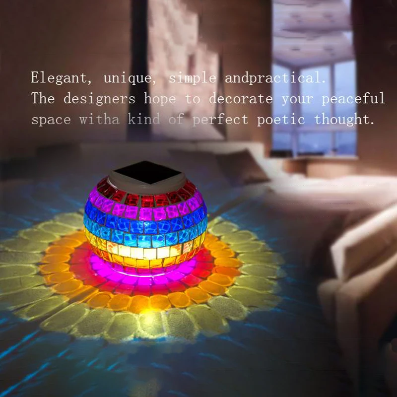 RGB из мозаичного стекла на солнечной батарее шар светодиодный свет сада красочная Солнечная настольная лампа мозаика Солнечная баня многоцветная Ночная лампа