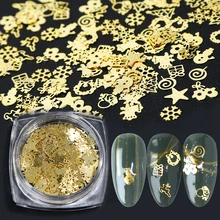 Рождественские металлические полые блестки Золотая Звезда подарок 3D украшение для ногтей рождественские блестки, пайетки аксессуары для маникюра SA1511
