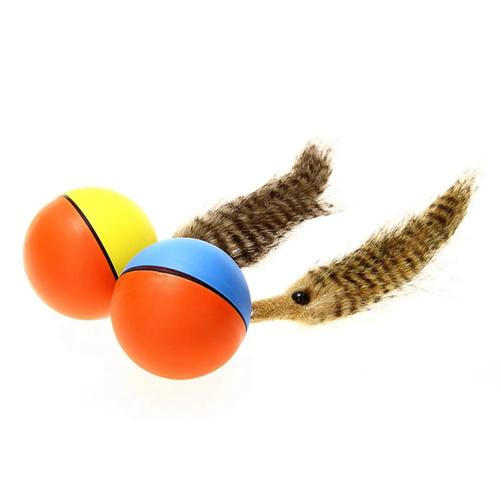 

Cute Pet Puppy Dog Interactive Toys Pet Cat Dog Ball Toy Small Motorized Clastic Rolling Bell With A Hairy Tail Interactive Toys