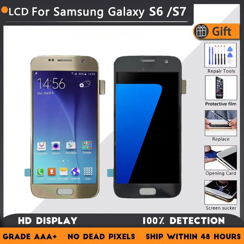 ЖК-дисплей 5 1 ''для Samsung Galaxy S6 G920F S7 G930F сменный сенсорный экран с дигитайзером в