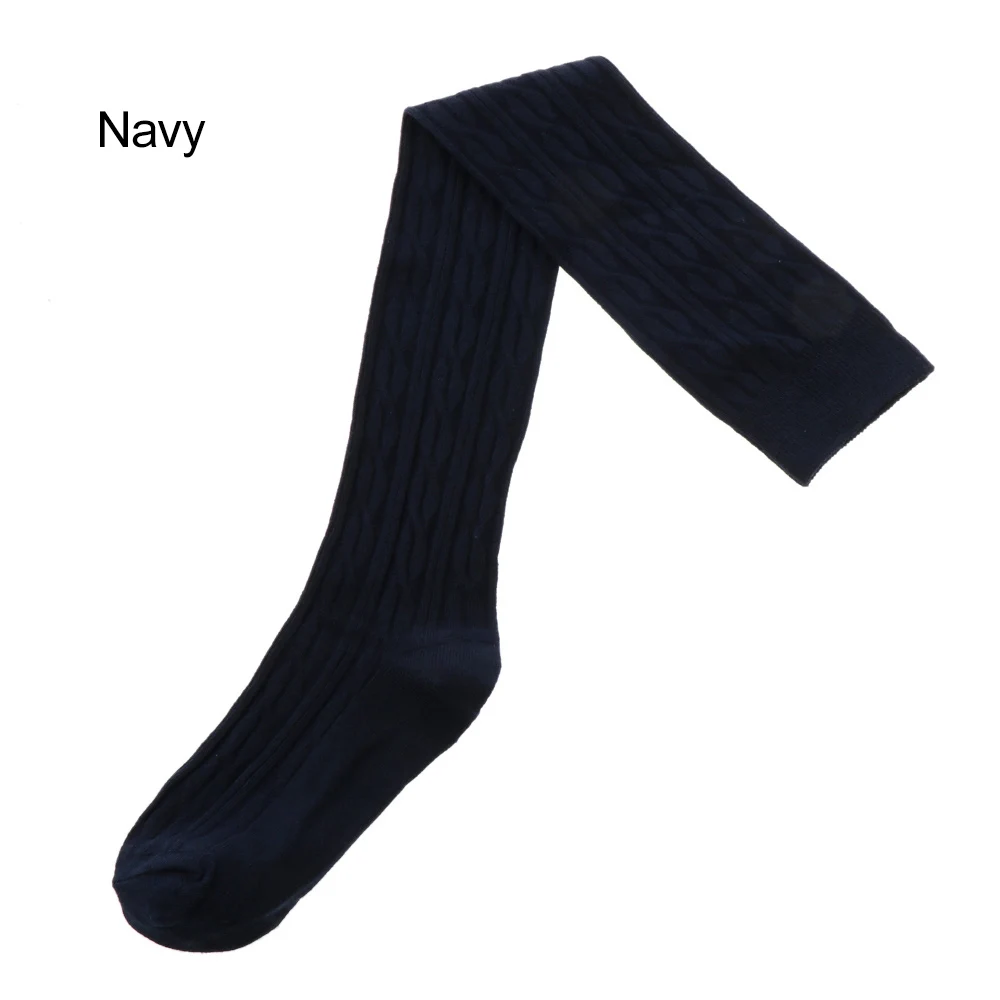 Navy EIE/зимние хлопковые чулки выше колена для женщин и девочек; вязаные колготки до бедра; коллекция года; зимние длинные Нескользящие чулки - Цвет: Navy