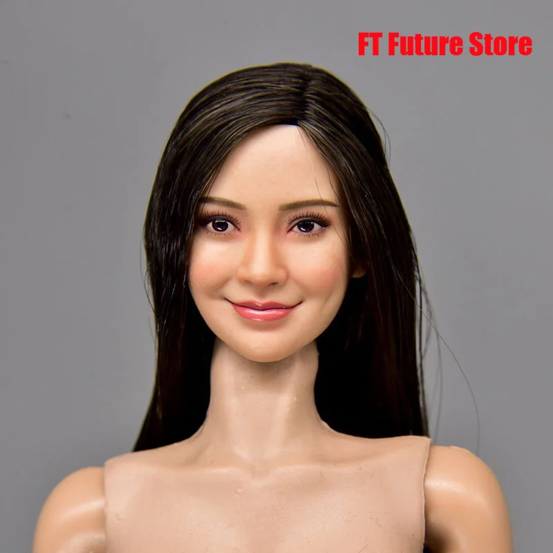1/6 азиатская женская голова Angelababy Sculpt FX10 черная с длинными волосами модель для