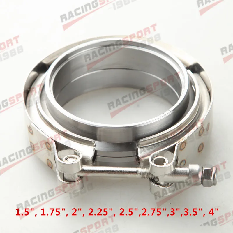 

1.5" 1.75" 2" 2.25" 2.5" 2.75" 3" 3.5" 4"Turbo Exhaust V-Band Clamp & Mild Steel Male/Female Flange Kit