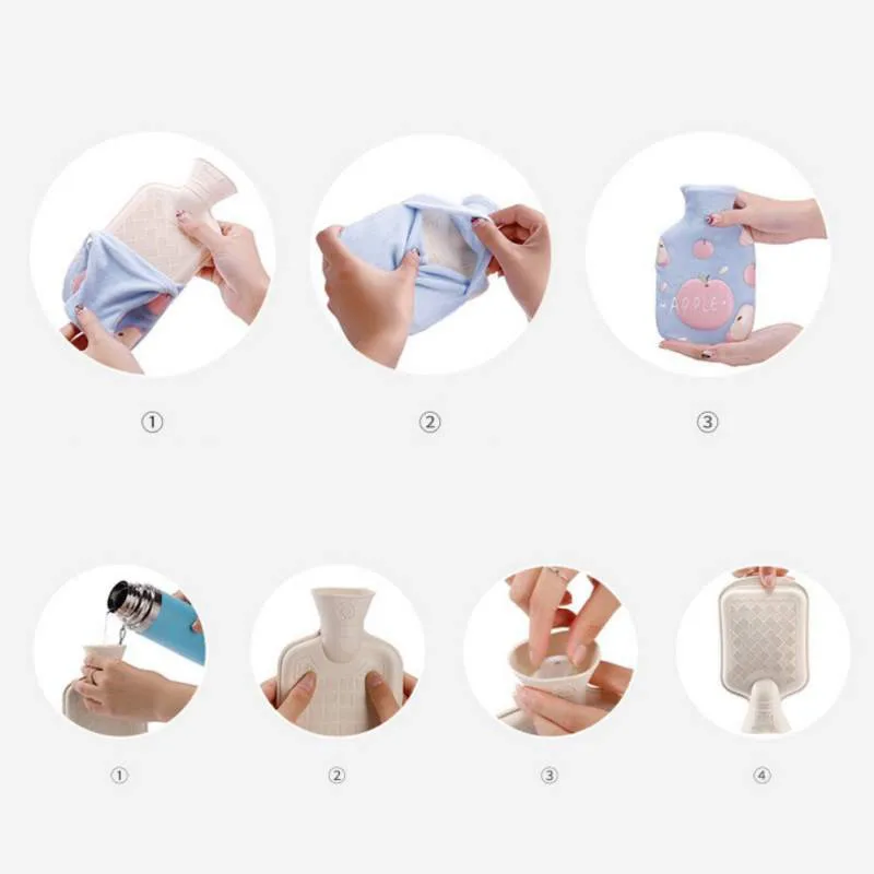 

Rubber Hot Water Bottle With Plush Cover Water Injection Hand Warmer Hot-Water Bags