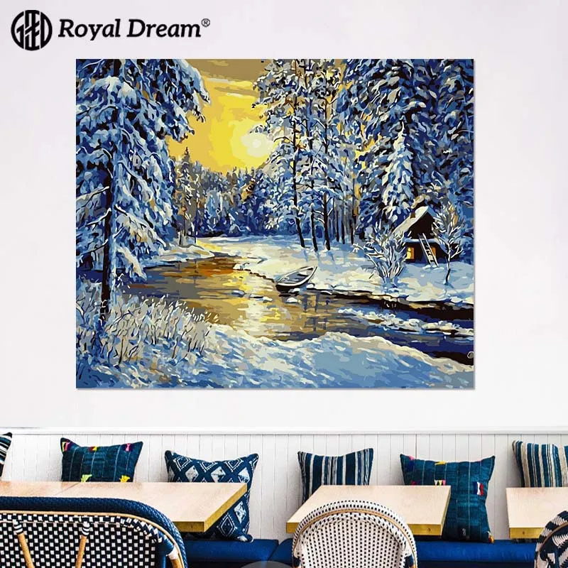 

Digital Oil Painting Landscape Painting xi bi li ya of Winter Handmade Painting Entirely Handmade DIY Oil Painting