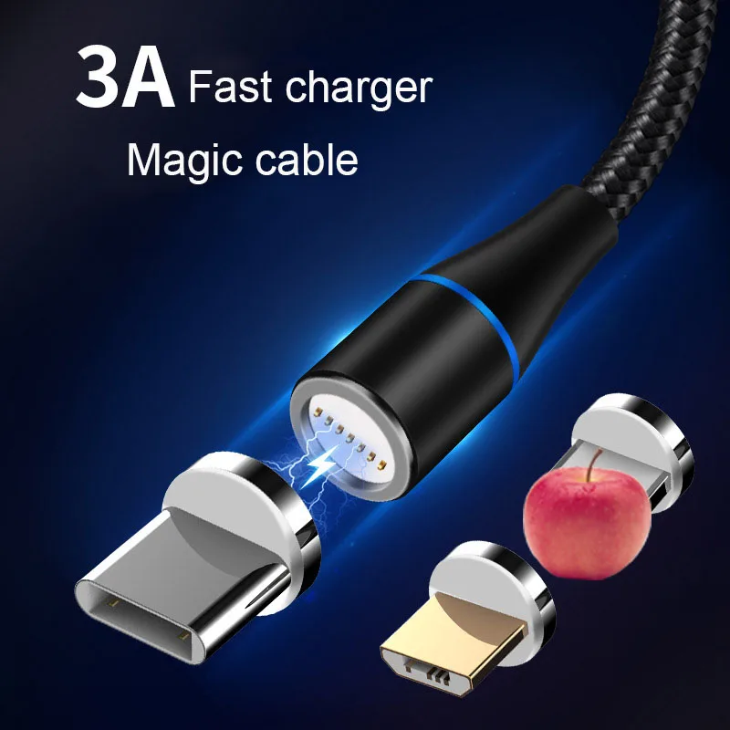 USB кабель RDCY 3A для быстрой зарядки магнитный Micro termina TYpe C iPhone Samsung Xiaomi huawei передачи