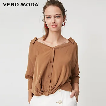 

Vero Moda Women lapel left shoulder back hollow out blouse | 319158511