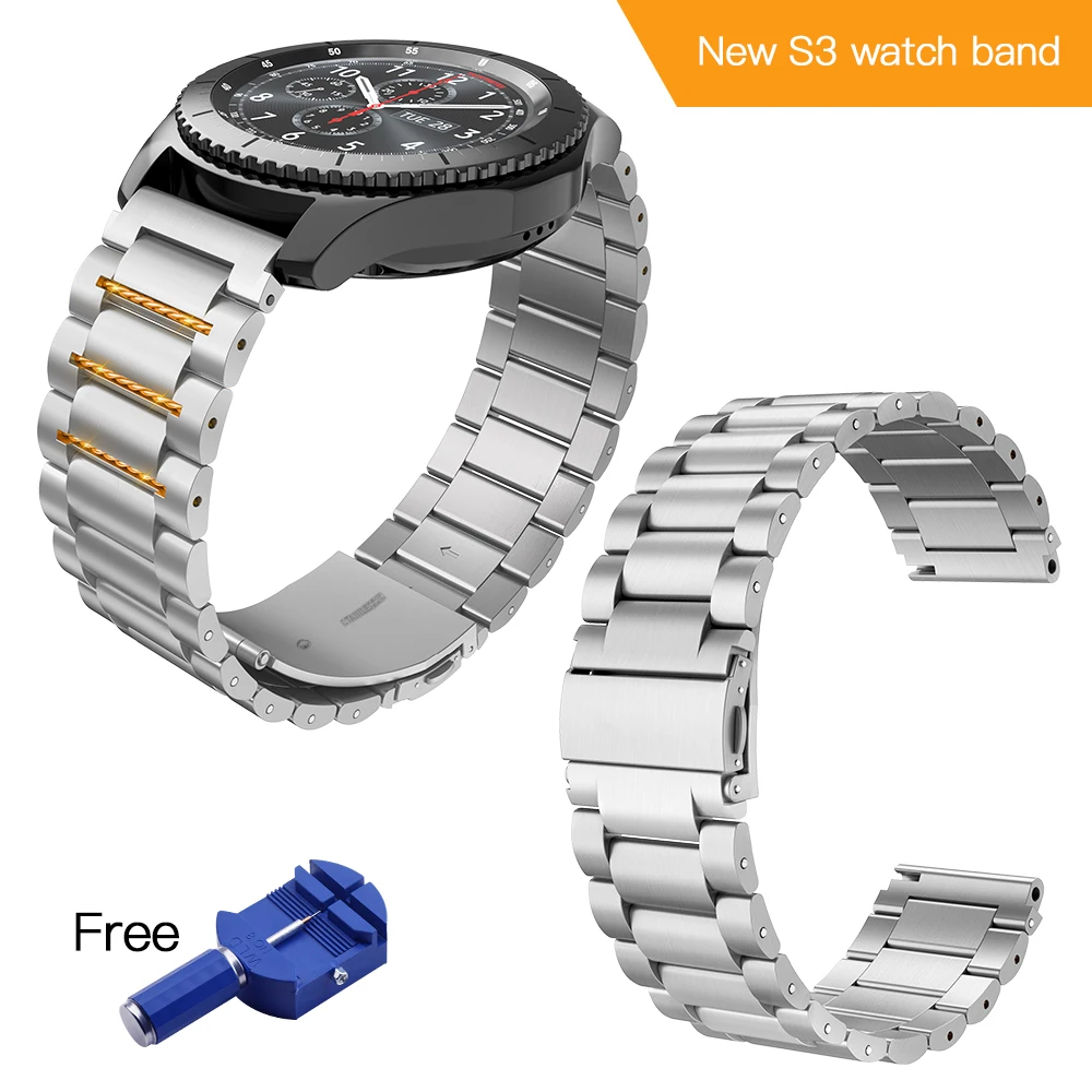 HOCO 22 мм ширина браслет из нержавеющей стали для samsung gear Sport S3 Galaxy ремешок для часов металлический браслет, черный и серебристый цвет