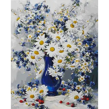 

Frame Flowers Little Daisy Diy Painting By Numbers Acrylic Handpainted Canvas By Numbers Room Decoration Picture Diy Gift 60x75c