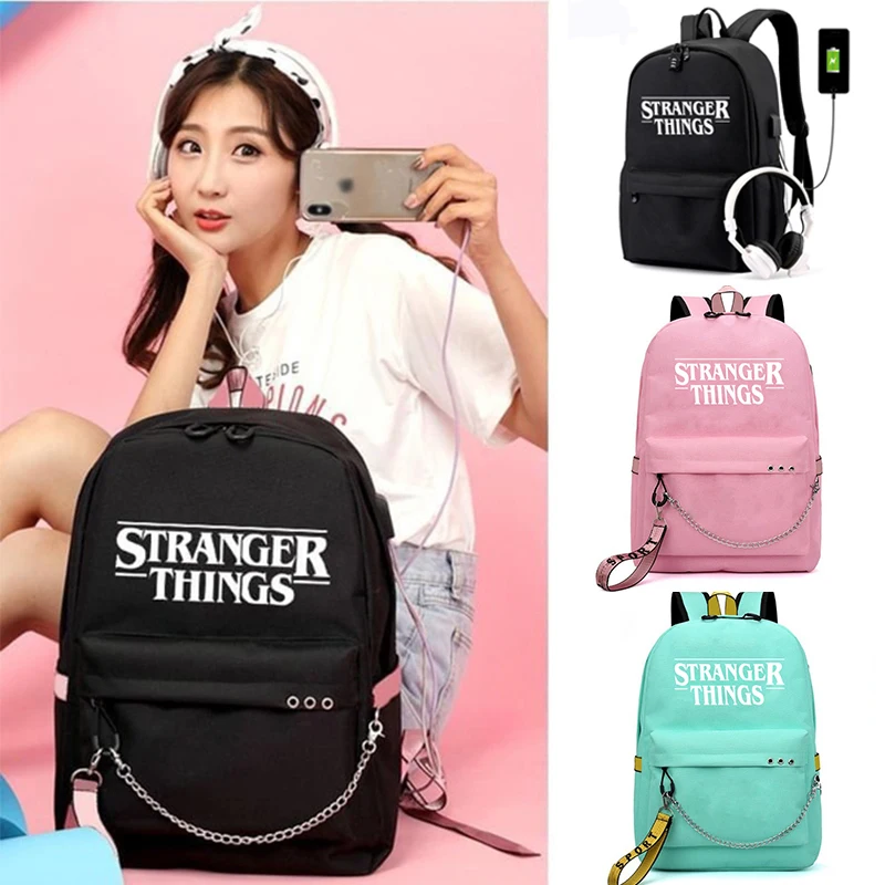 Странные Вещи рюкзак Kpop Sac Dos usb зарядка Mochila розовые сумки аниме мужские противоугонные школьные сумки для девочек-подростков