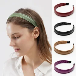 New Wide Faux Leather Headbands Simple 2.5CM Width PU Leathers Women Hairbands Hair Hoops Female Headband Girls Hair Accessories