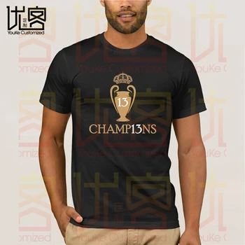 

Real Champions League Madrid Trophy Soccer Spain 13 T Shirt men's women's 100% cotton short sleeves tops tee