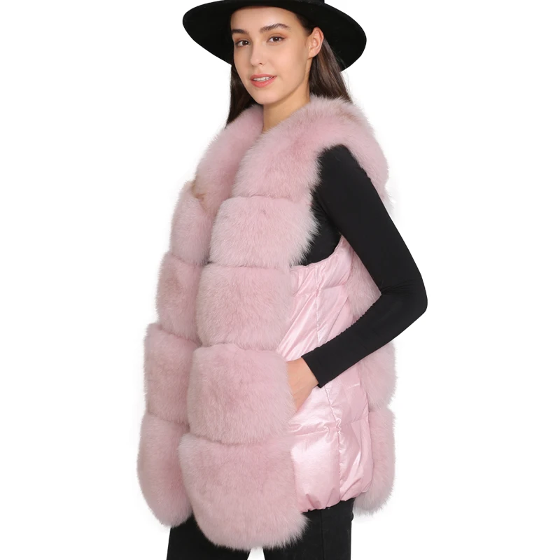 

Real Fur Vest Women Autumn Luxur Natural Fox Fur Gilet Down Feather Ladies Genuine Fur Waistcoat