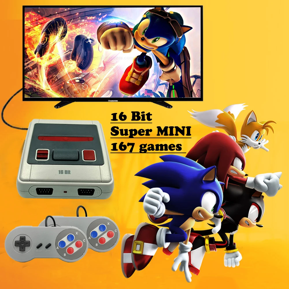 Супер ретро мини ТВ Видео игровая консоль для Sega Mega Drive MD 16 бит игр 167 различных
