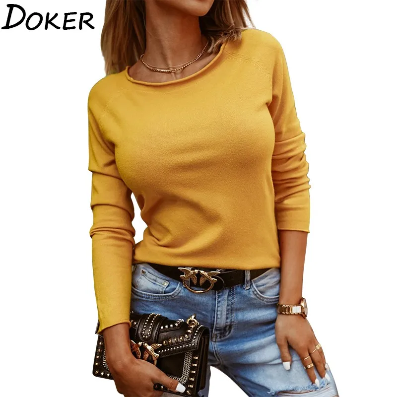 

Thin Women Sweaters And Pullovers Autumn New O-neck Long Sleeve Plus Size Jumper Soft Vintage Off Shoulder Knitted Sweater Femme