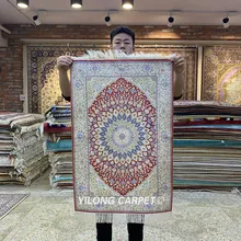 Yilong 2'x3' красный Шелковый персидский ковер ручной работы Кум Шелковый персидский ковер(ZQG356A