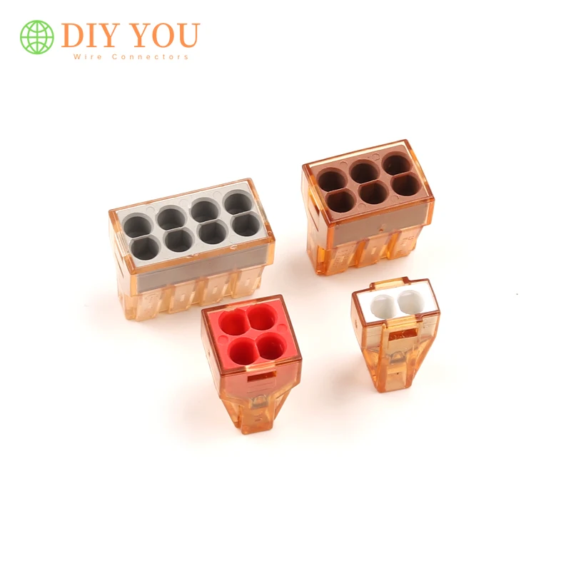 

30/50/100 PCS Electric Power Universal Compact Wire Connector 2 4 6 8 pin Wiring Connectors Conductor Push in Terminal Block AWG