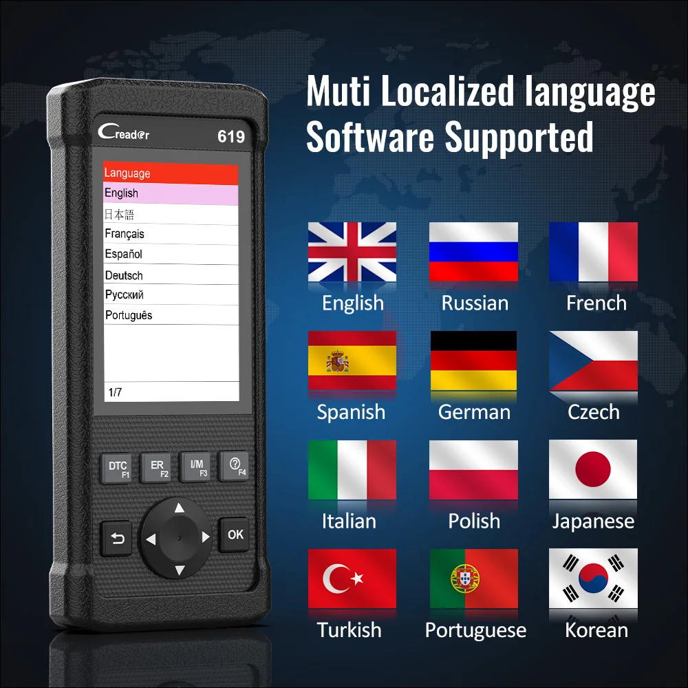 Launch CR619 автомобильный диагностический сканер OBD2 двигателя ABS SRS подушка