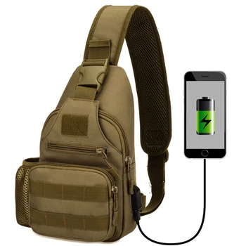 

Bicycle Sports Fitness Chest Bag Outdoor Tactics with USB Charging Kettle Leisure Bag Unisex Sports Waterproof Multifunction Bag