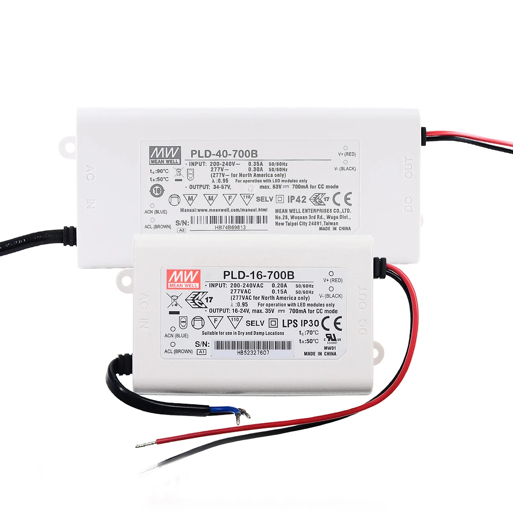 Aparelho de Luminária Led Driver de Led Pld16 25 40 60 350 500 700 1050 1400 1750 2000 2400ma Ip42 com Pfc