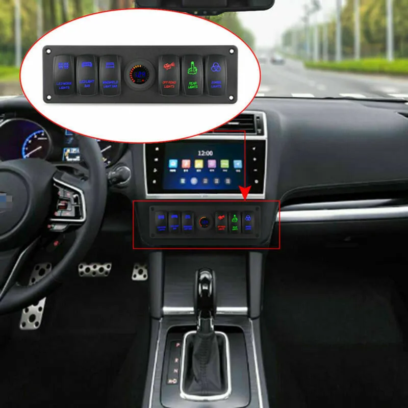 6 банд кулисный переключатель панель с предохранителем двойной USB слот+ цифровой индикатор напряжения для систем 12 В/24 В панель Предварительно Проводная