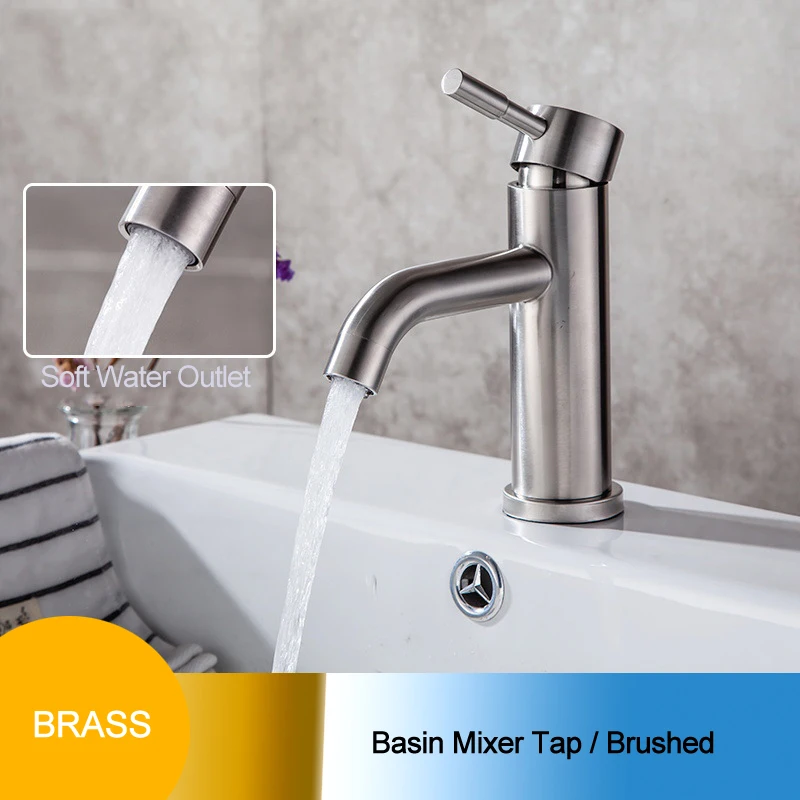Brushed Nickel Llave De Agua кран для раковины ванной комнаты смеситель горячей и холодной воды кран 304 из нержавеющей стали с одной ручкой на одно отверстие Смесители палубное крепление краны - Цвет: Brushed Nickel