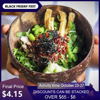 

Internaul Natural Coconut Bowl Fruit Decoration Fruit Salad Noodle Bowl Wooden Rice Bowl Craft Decoration Creative